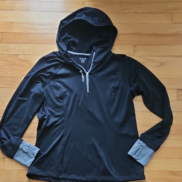 Reebok Tops - Reebok Black and Gray Zip-Up Hoodie